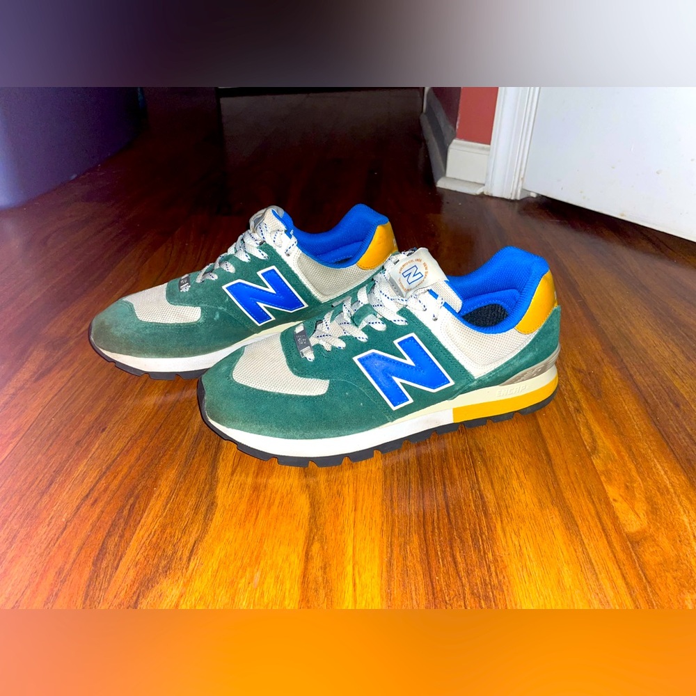 Mens Size 10.5, New Balance Forest Green and Royal Blue Sneakers